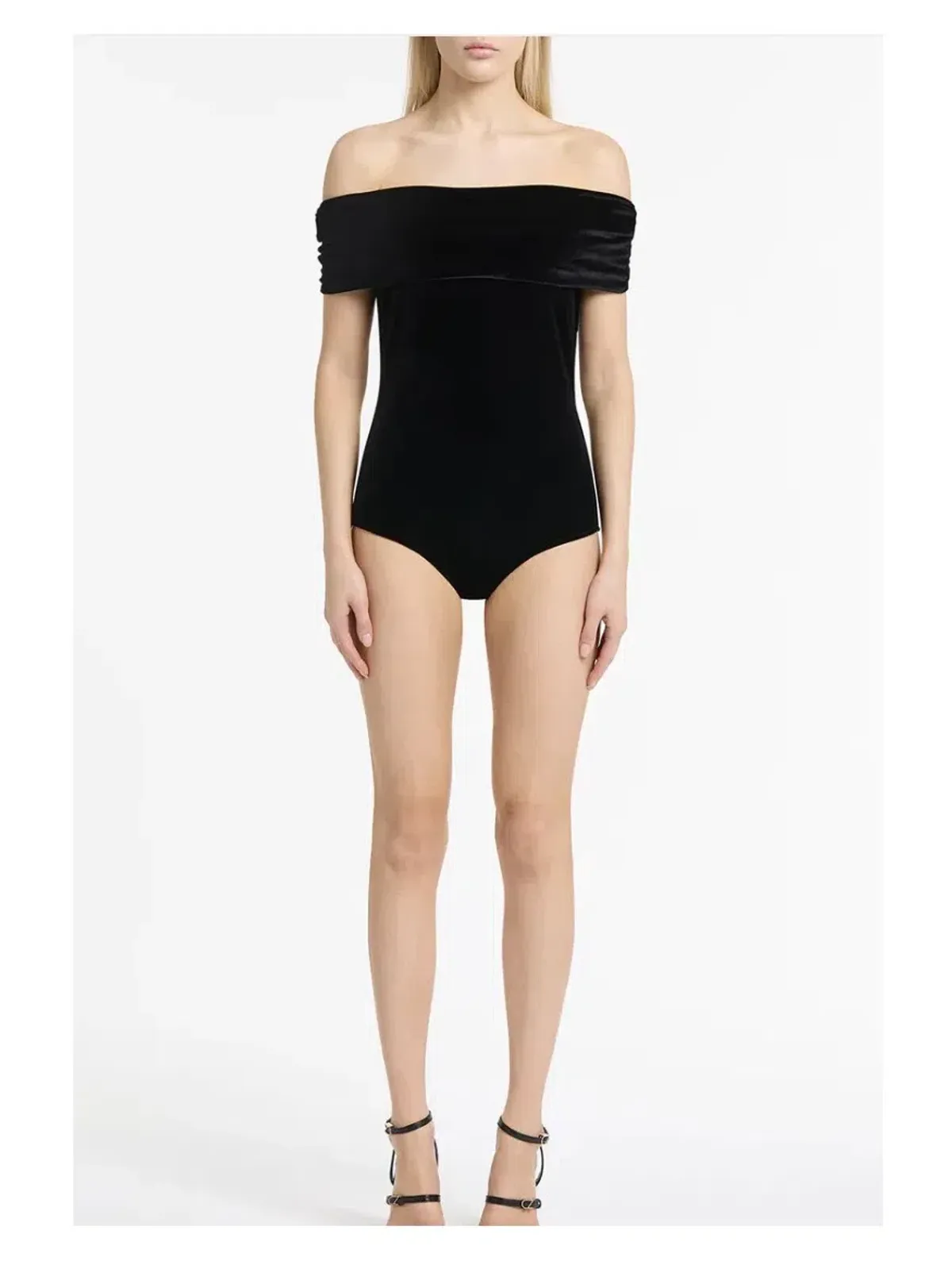 Carla Zampatti Off Shoulder Bodysuit Top and Velvet Pant Black Size 6 - Image 8