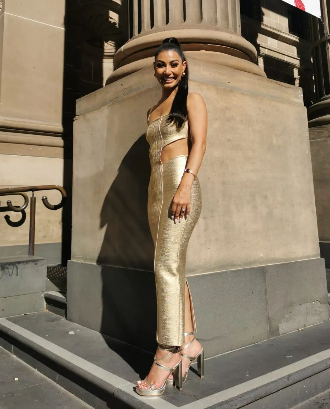 Alamour Label Chantall Midi Dress Gold Size XS/ AU 6 for rent on The Volte - main image