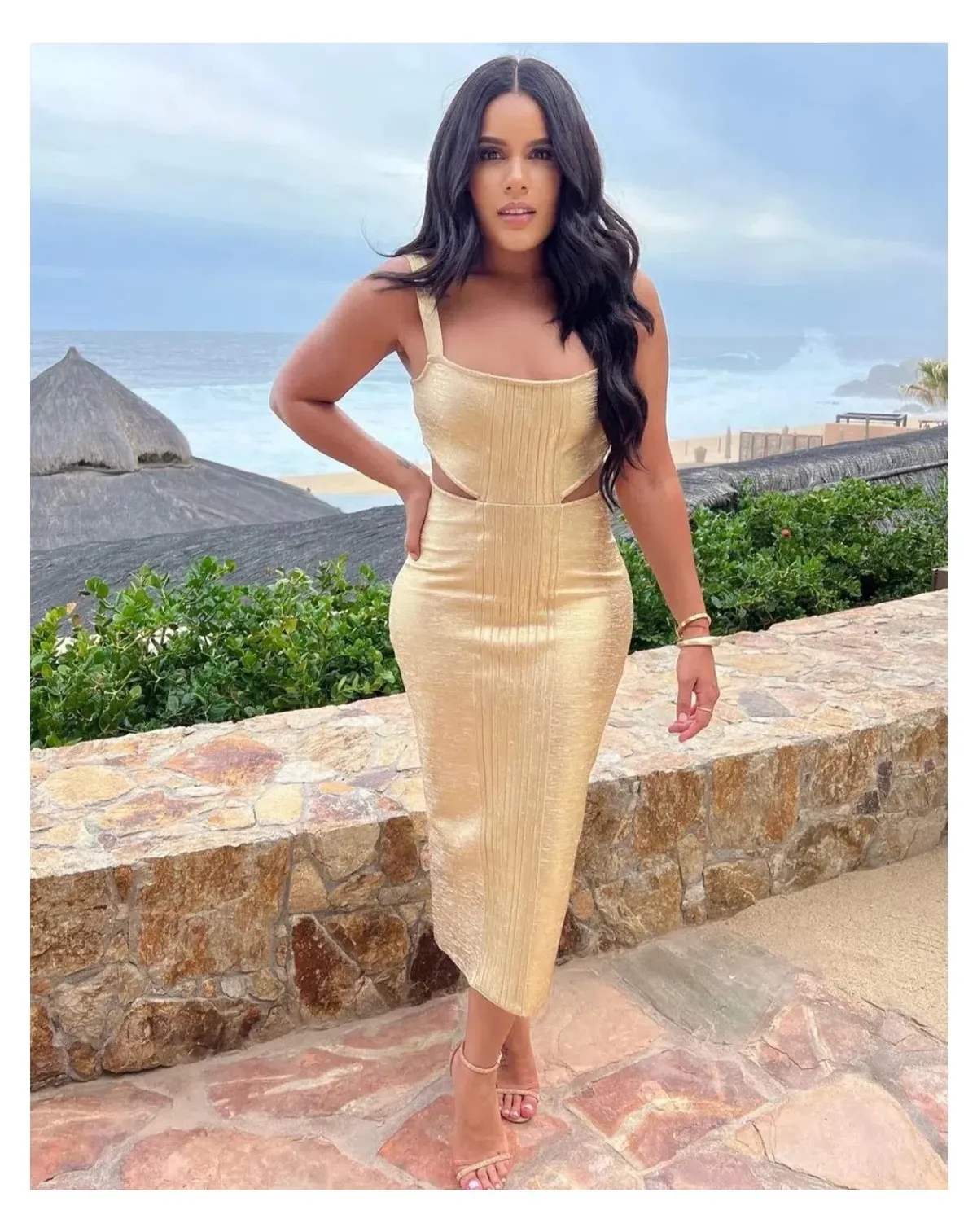 Alamour Label Chantall Midi Dress Gold Size XS/ AU 6 for rent on The Volte - main image