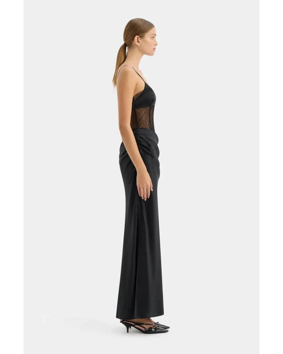 Sir the Label The Dunya Draped Gown in Black Size AU 10 for rent on The Volte - main image