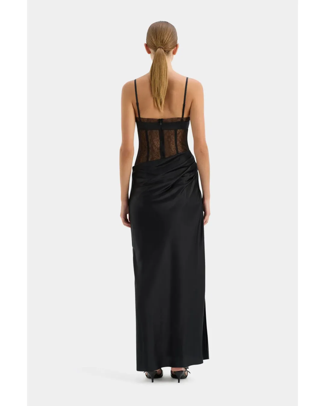 Sir the Label The Dunya Draped Gown in Black Size AU 10 for rent on The Volte - main image