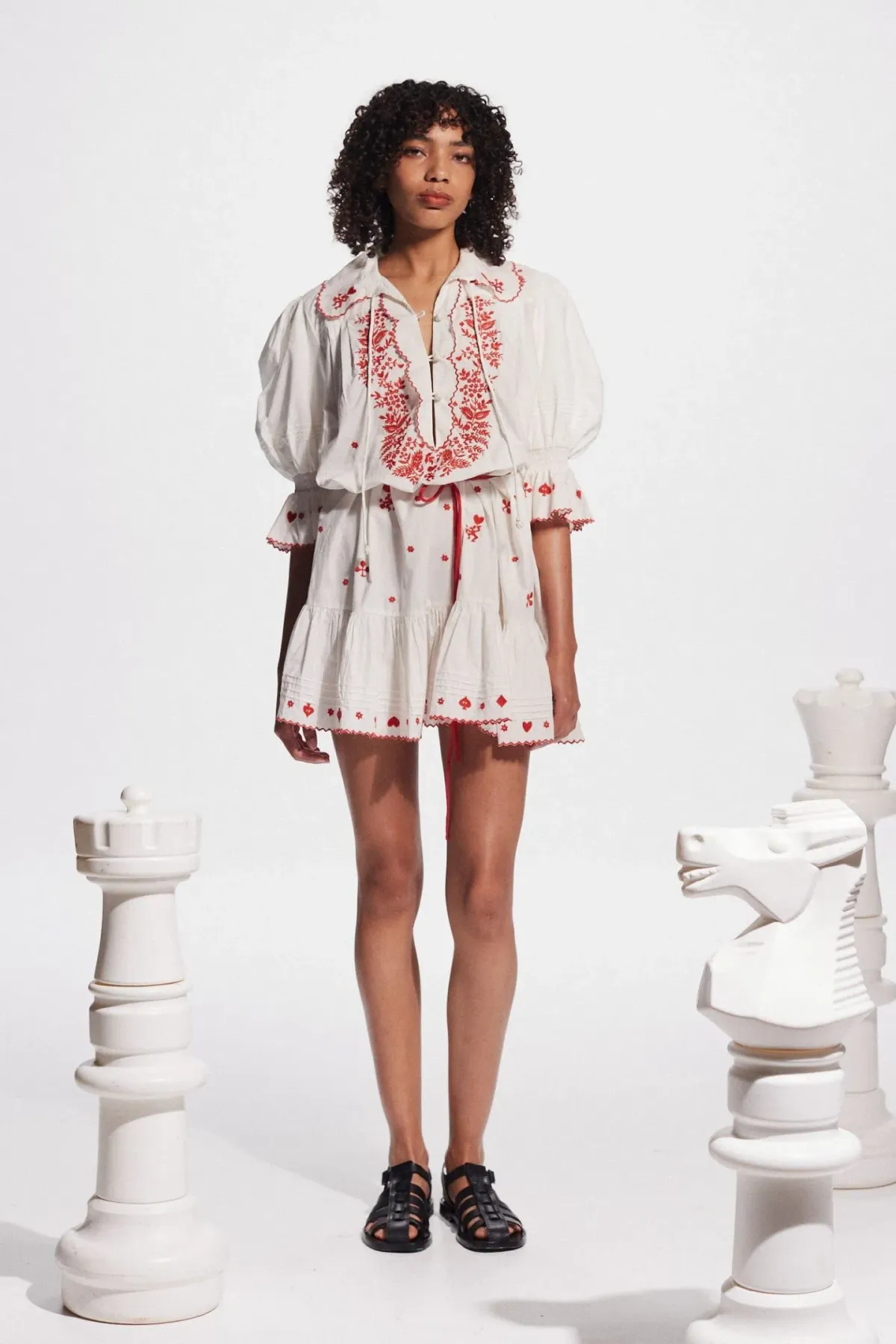 Alemais Hearts Embroidered Mini Dress White Size 16 - Image 1