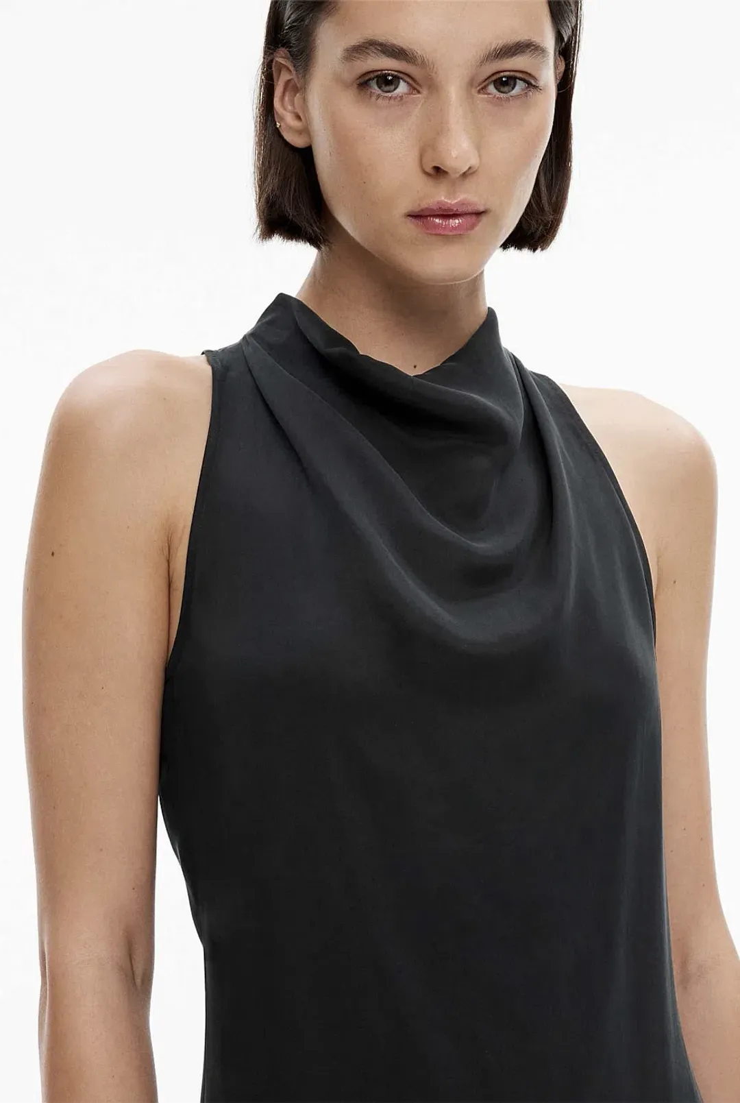 Witchery Cupro Cowl Neck Sleeveless Midi Dress Black Size 6 for rent on The Volte - main image
