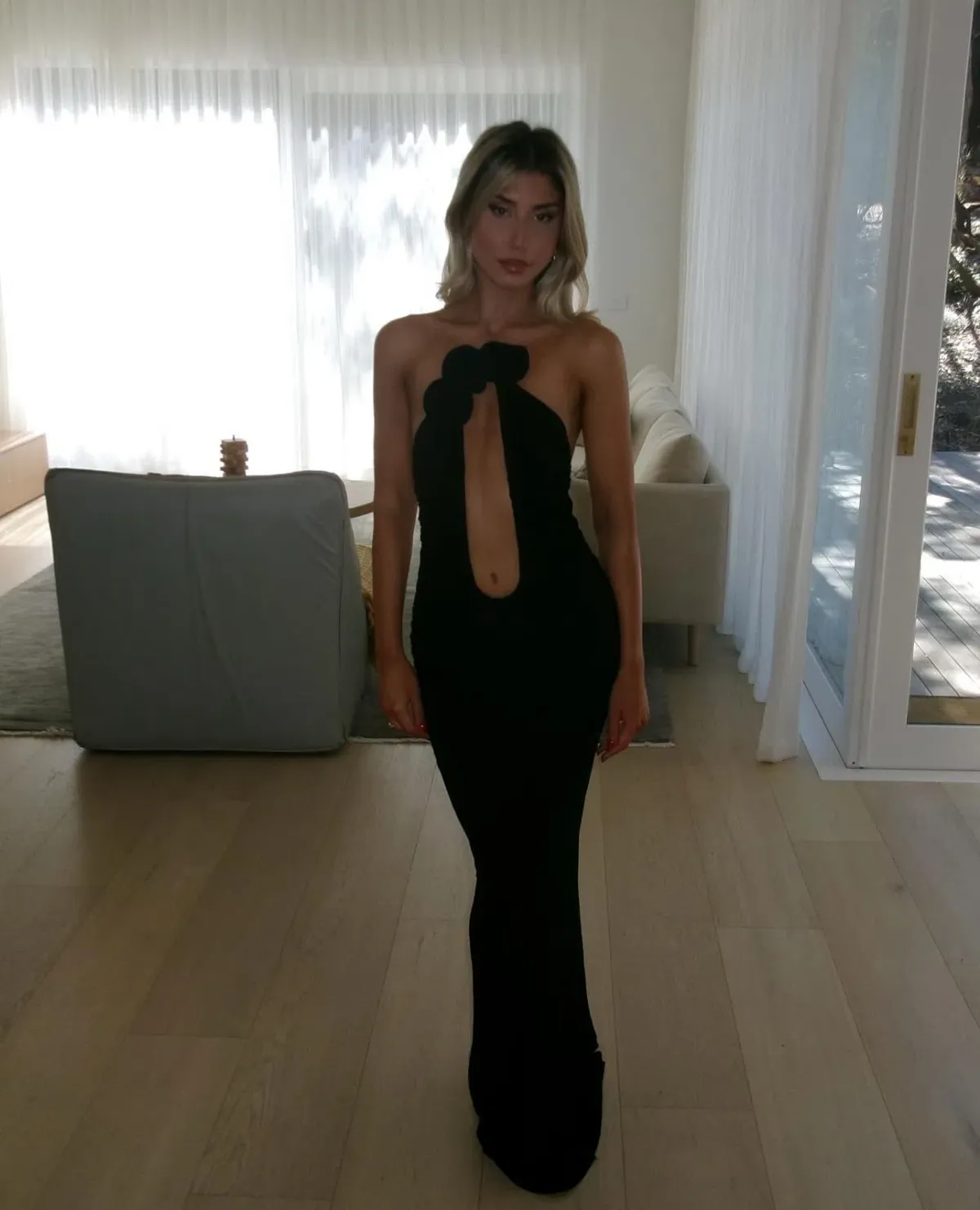 Magda Butrym Strapless Plunge Maxi Dress Black Size 6 - Image 5