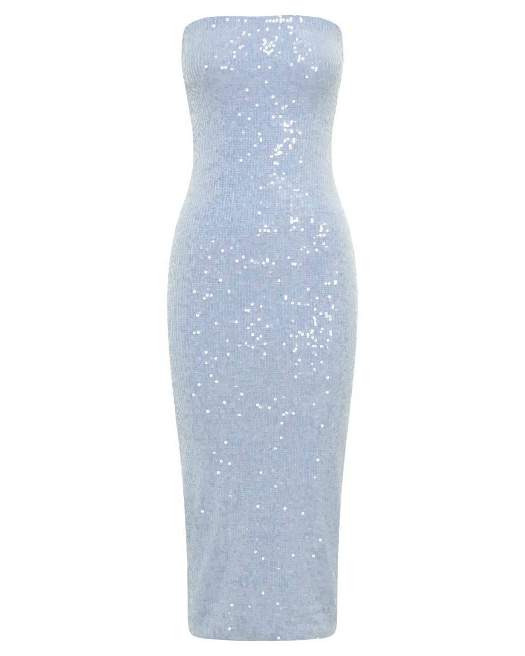 Meshki Nevada Strapless Sequin Midi Dress Ice Blue Size AU 6 for rent on The Volte - main image