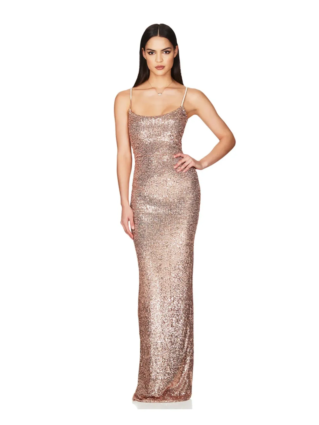 Nookie Lovers Rose Gold Gown Gold Size 8 for rent on The Volte - main image
