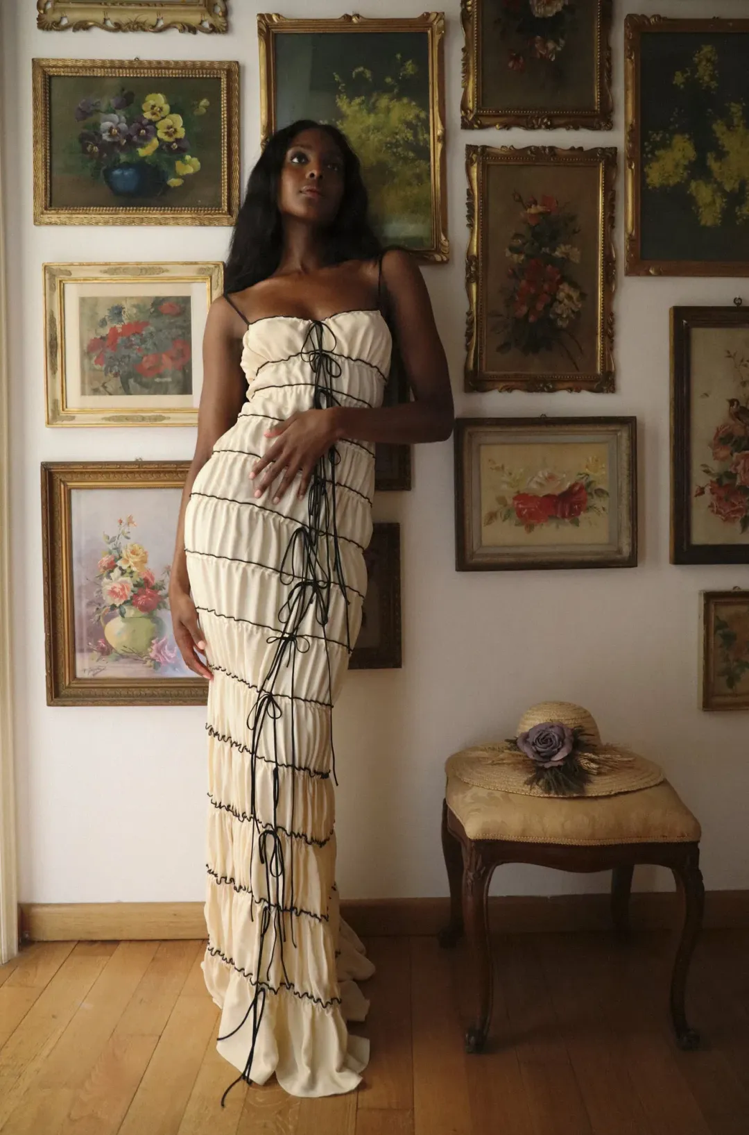 Mirror Palais Tunnel Ruffle Gown Shell Size 8 for rent on The Volte - main image