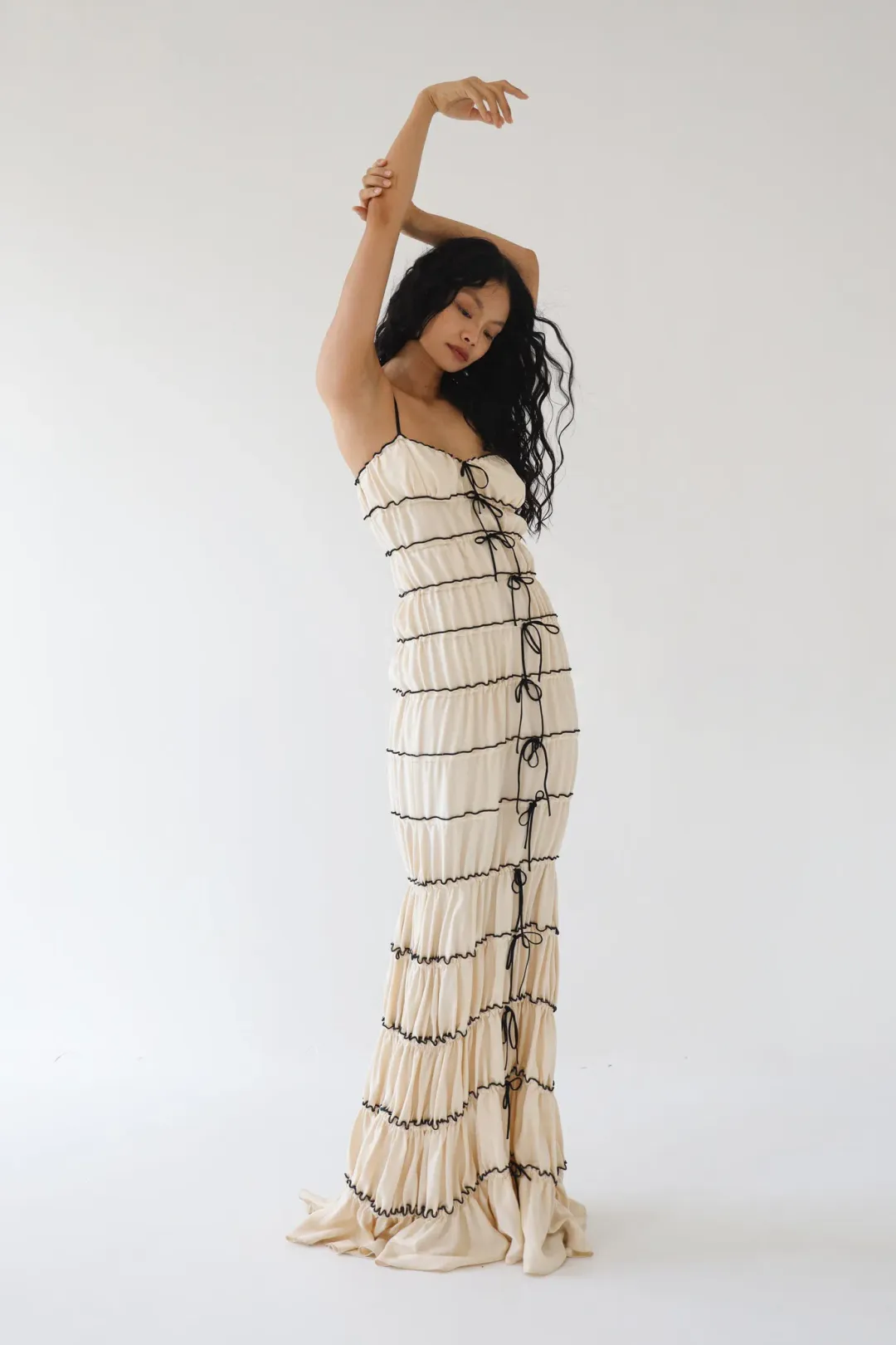 Mirror Palais Tunnel Ruffle Gown Shell Size 8 for rent on The Volte - main image
