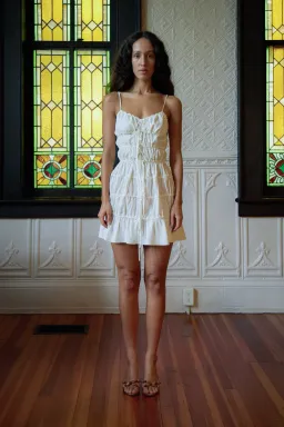 Mirror Palais Tunnel Ruffle Mini Skirt & Cami Top Set in Cloud Size S/ Au 8 for rent on The Volte - image 1