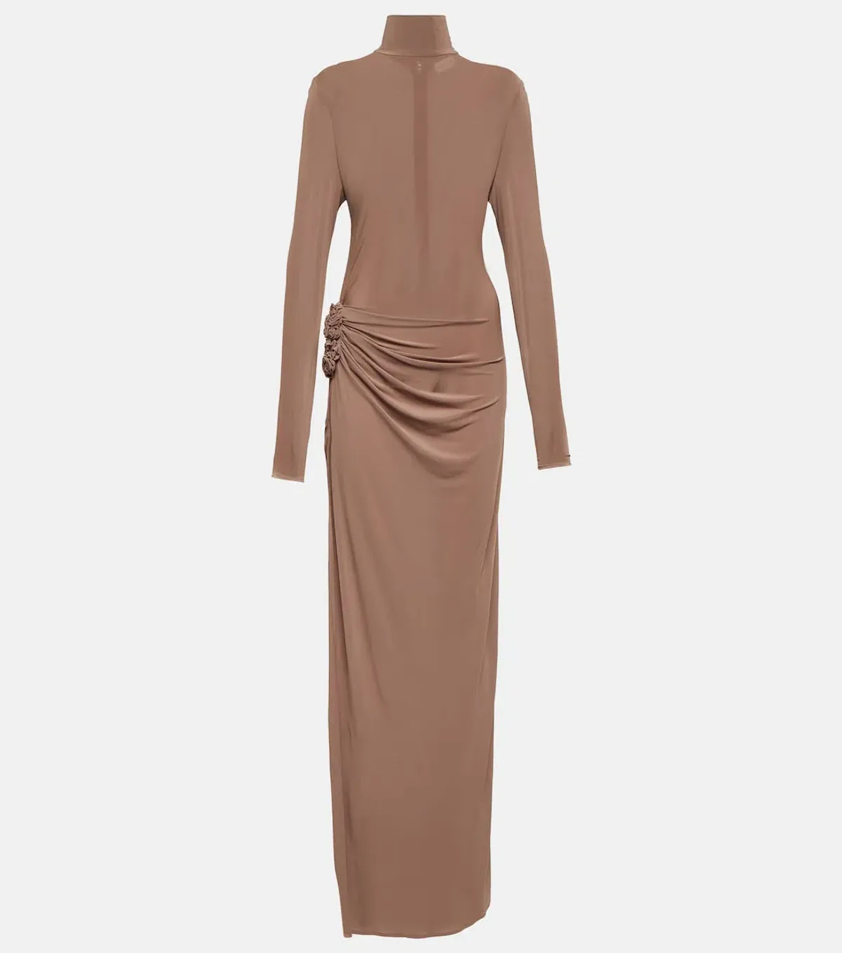 Magda Butrym Floral Applique Jersey Maxi Dress Nude Size 38/ AU 8 - Image 7