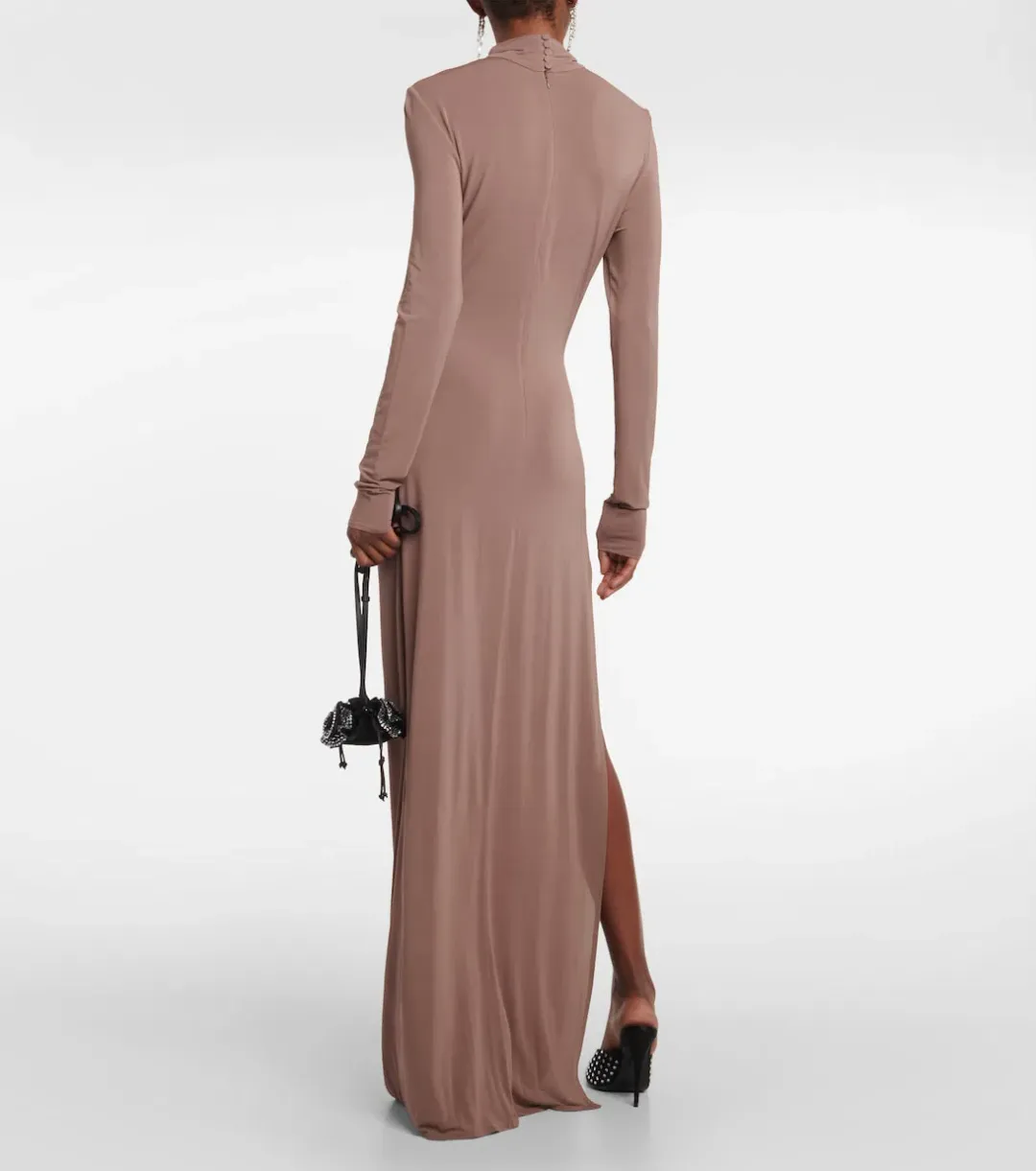 Magda Butrym Floral Applique Jersey Maxi Dress Nude Size 38/ AU 8 for rent on The Volte - main image