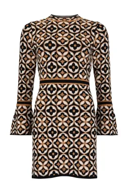 Nine Lives Bazaar Mitzy Knit Dress Deco Mini Gold & Black Size L/XL / AU 18 for rent on The Volte - image 6