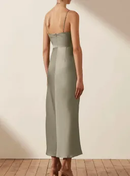 Shona Joy Luxe Twist Front Sleeveless Midi Dress Eucalyptus Size 12 for rent on The Volte - image 3