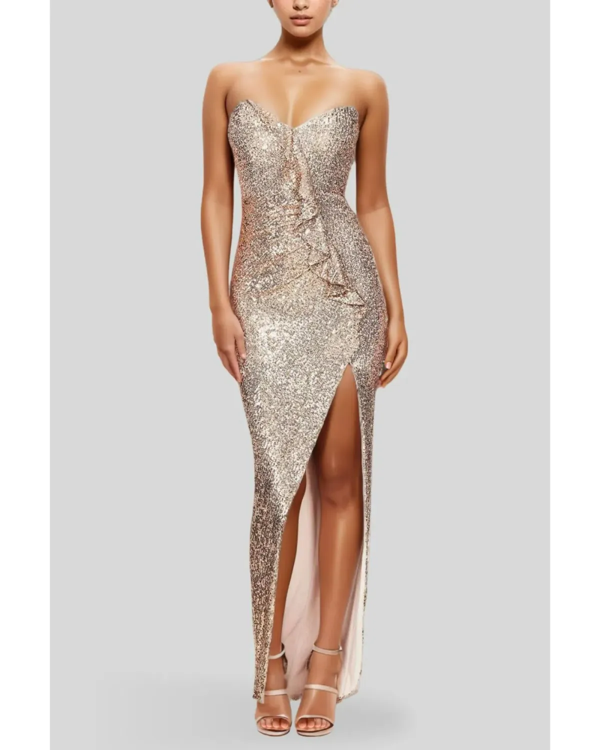 Love Nookie Galaxy Gown in Gold Size AU 8 for rent on The Volte - main image