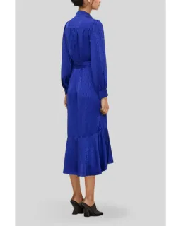 Veronika Maine Monogram Jacquard Midi Dress in Blue Jewel Size AU 10 for rent on The Volte - image 2