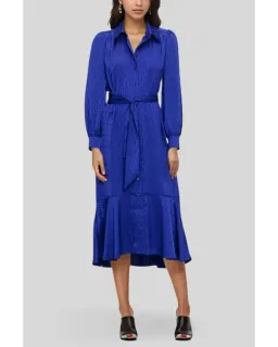 Veronika Maine Monogram Jacquard Midi Dress in Blue Jewel Size AU 10 for rent on The Volte - image 1