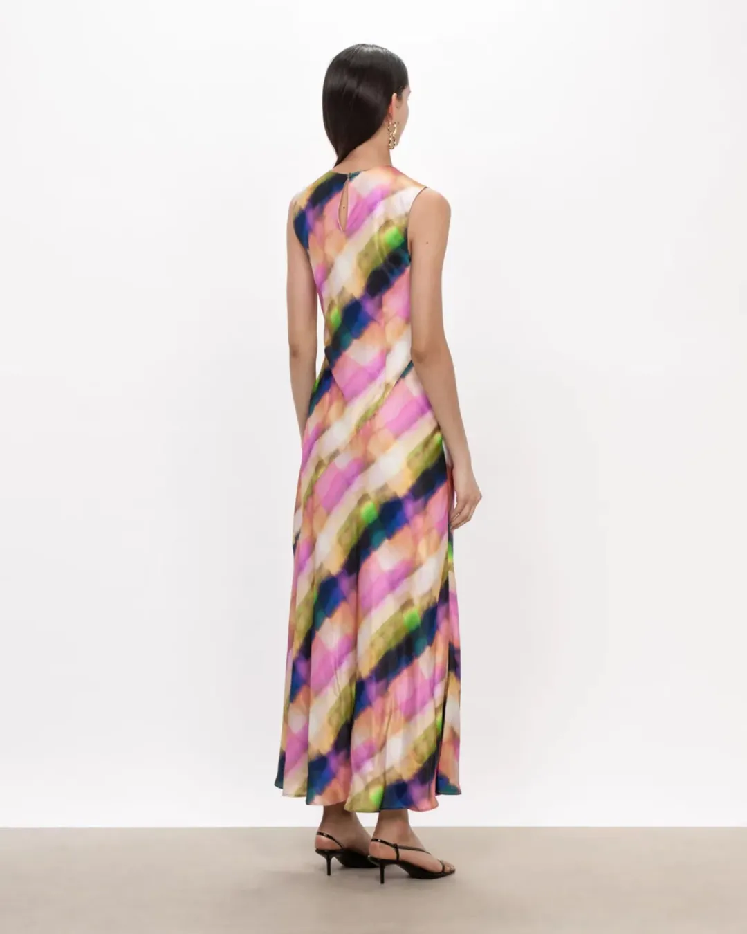 Veronika Maine Murano Check Satin Midi Dress Multi Size AU 10 for rent on The Volte - main image