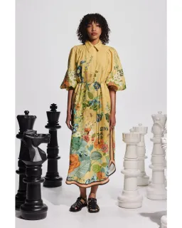 Alemais Cresida Shirtdress Yellow Floral Size AU 14 for rent on The Volte - image 1