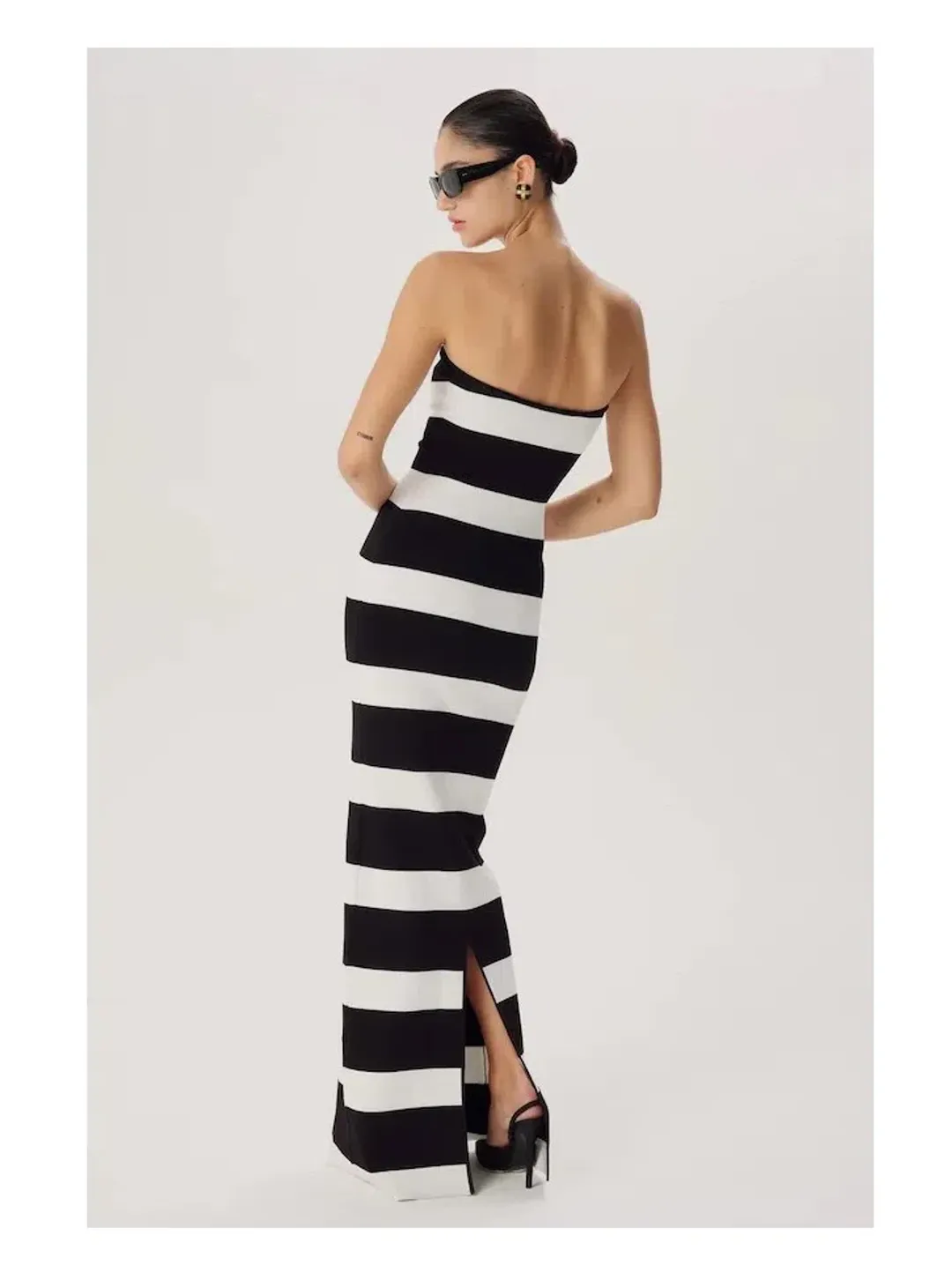 Ronny Kobo Lehua Knit Dress Black and White Stripe for rent on The Volte - main image
