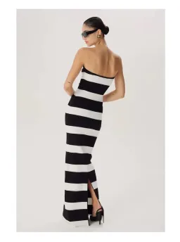 Ronny Kobo Lehua Knit Dress Black and White Stripe for rent on The Volte - image 3
