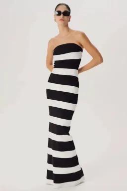 Ronny Kobo Lehua Knit Dress Black and White Stripe for rent on The Volte - image 2