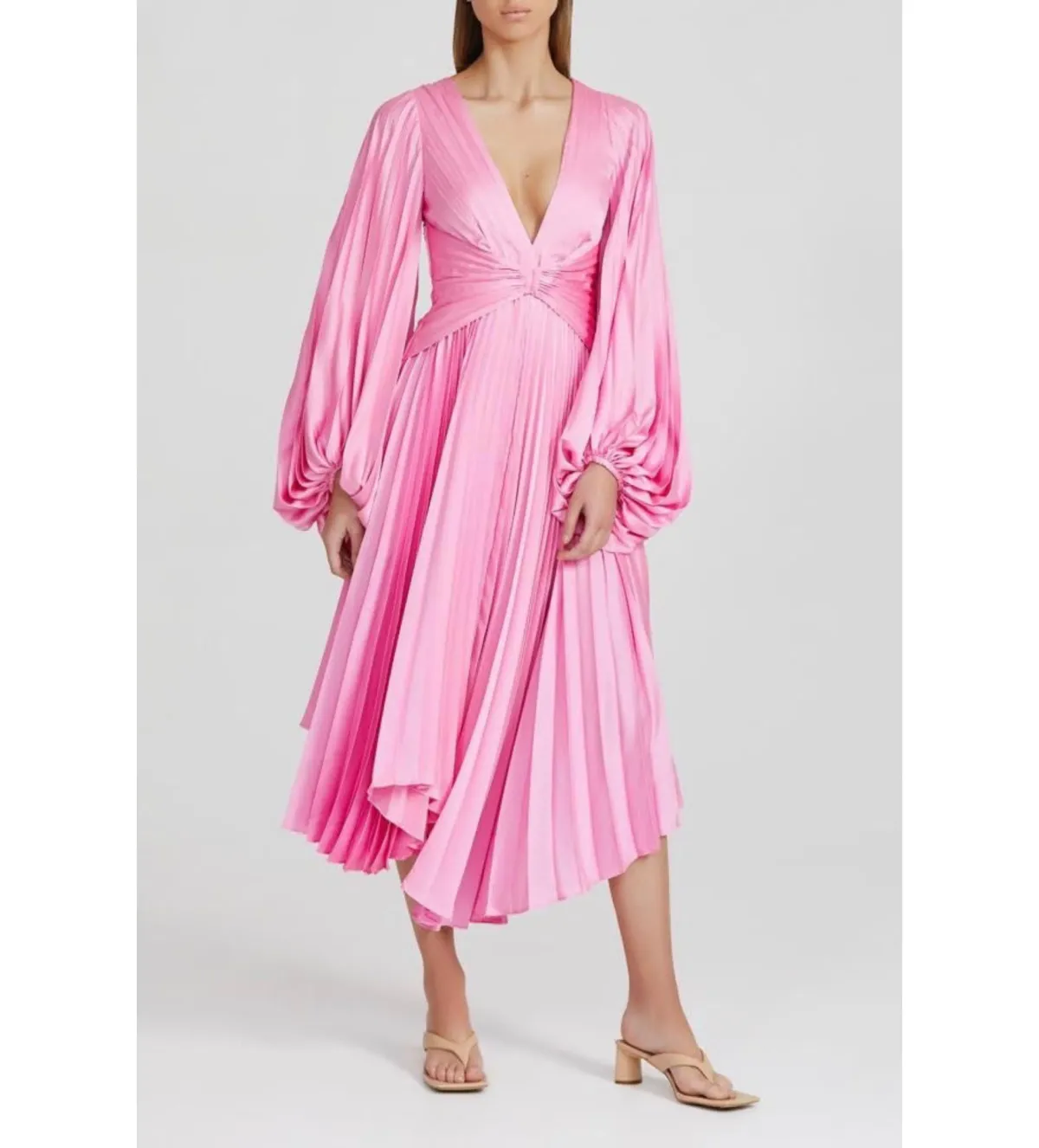 Acler Palms Pleat Dress Confetti Pink Size 12 for rent on The Volte - main image