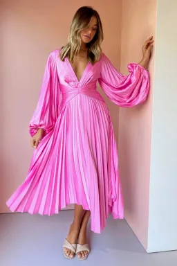 Acler Palms Pleat Dress Confetti Pink Size 12 for rent on The Volte - image 3