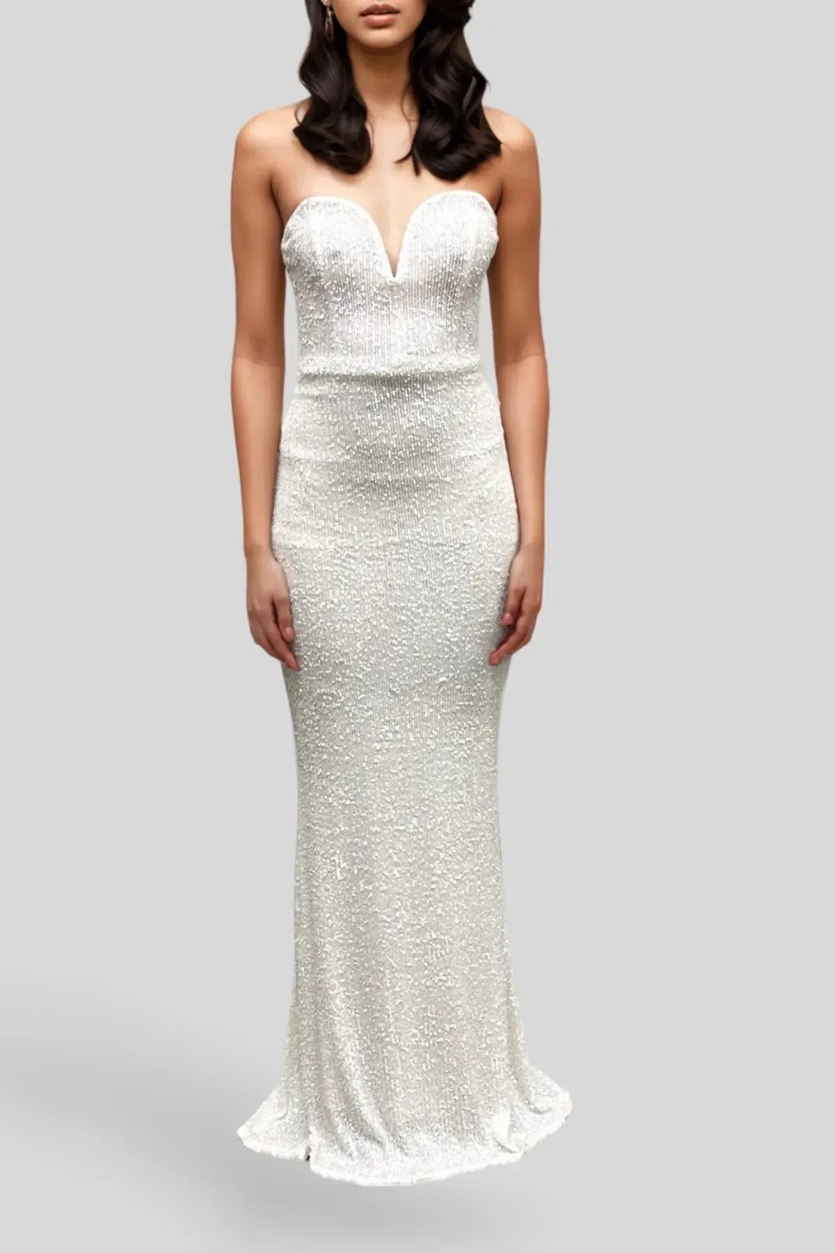 Nookie Sweetheart Sequin White Gown Size 8 - Image 1