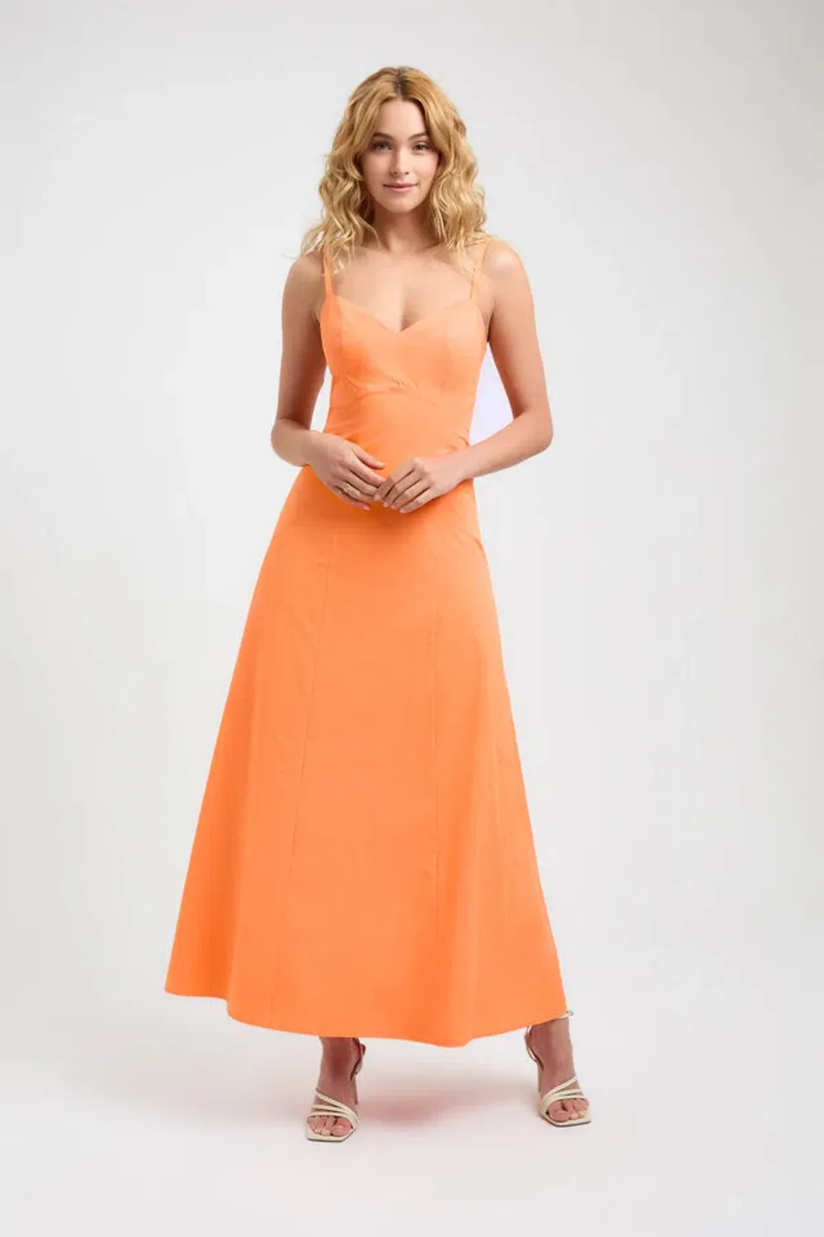 Kookai Maguy Maxi Dress Tangerine Size 8 for rent on The Volte - main image