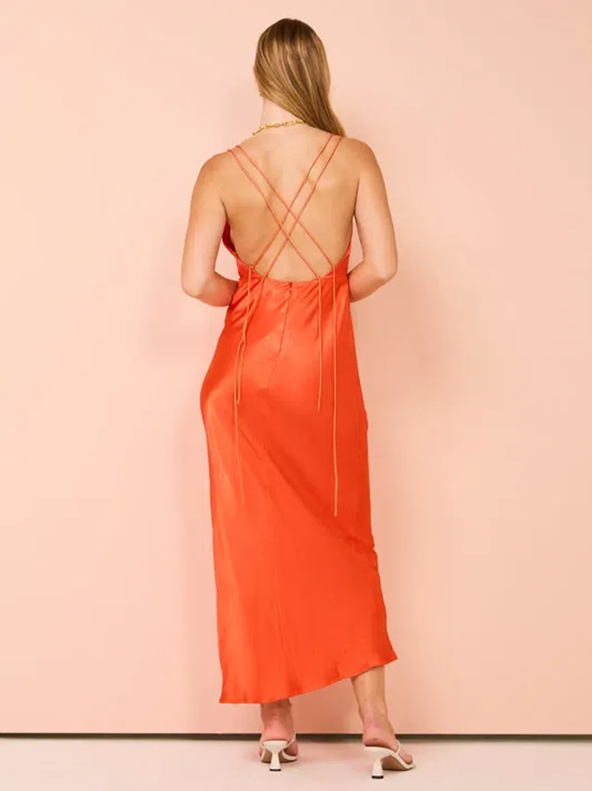 Shona Joy Mia Contrast Plunged Double Strap Midi Dress In Hibiscus Size 6 - Image 2