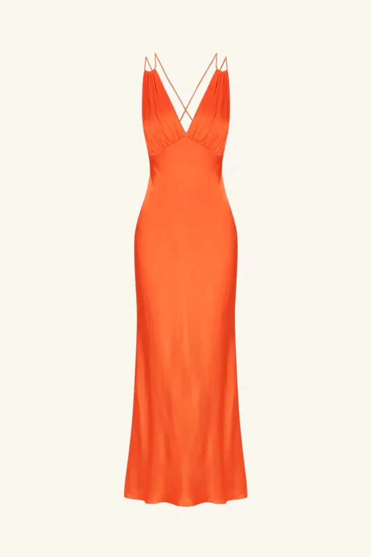 Shona Joy Mia Contrast Plunged Double Strap Midi Dress In Hibiscus Size 6 - Image 3