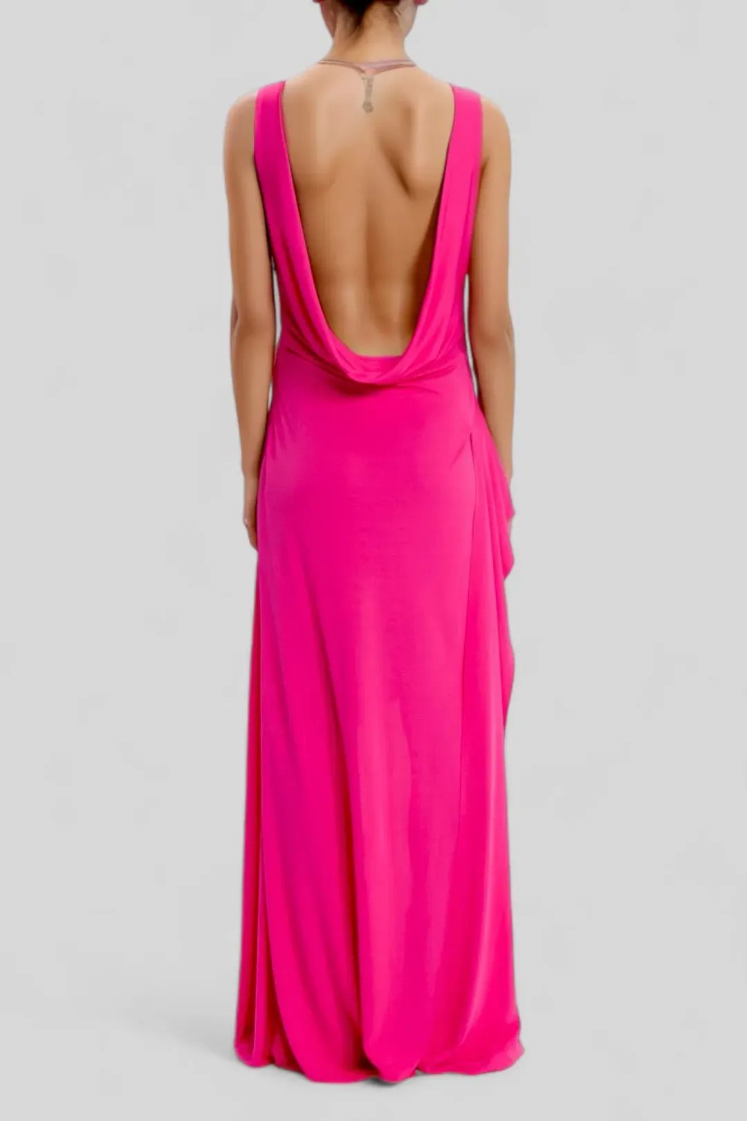 CUE Fuschia Floor Length Cowl Back Gown Size 10 for rent on The Volte - main image