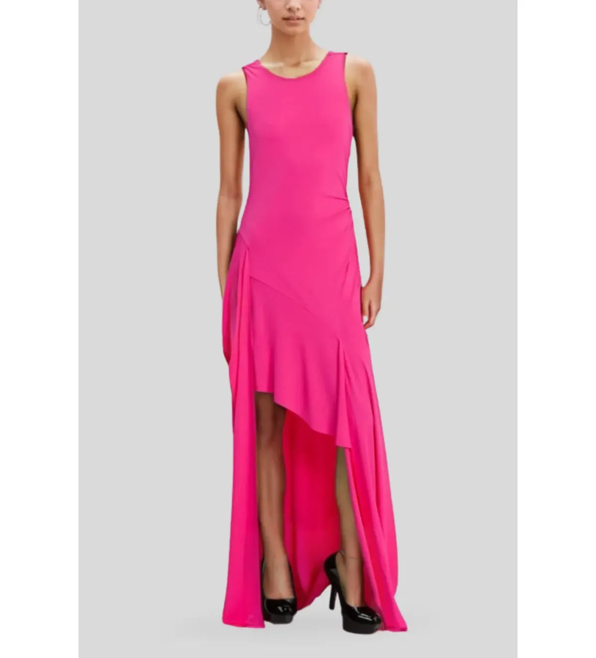 CUE Fuschia Floor Length Cowl Back Gown Size 10 - Image 1