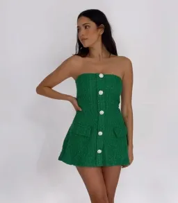 Lurelly Tweed Mini Dress Green Size 6 for rent on The Volte - image 5