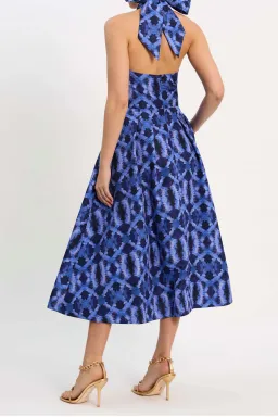 Rebecca Vallance Shiloh Halter Midi Dress Blue Size 10 for rent on The Volte - image 4