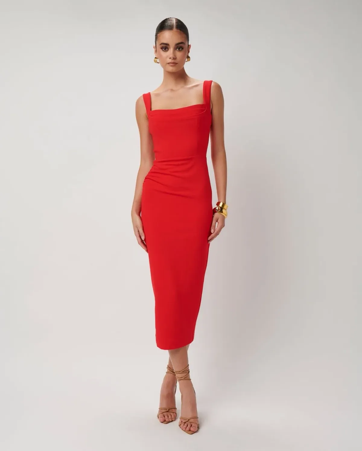 Effie Kats Marbella Midi Dress Cherry Red Size 12 - Image 1