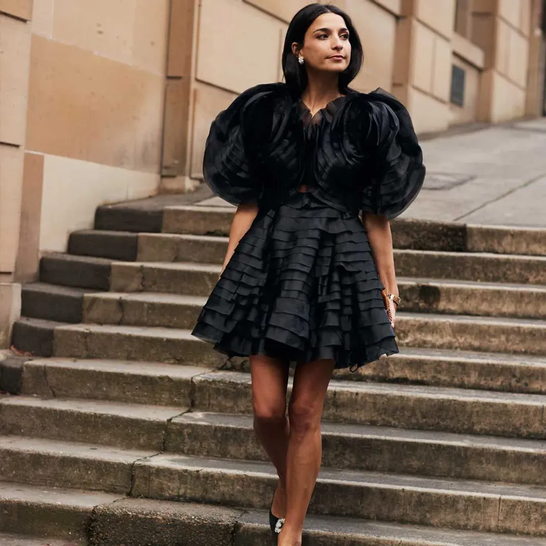 Aje Amour Ruffle Mini Dress Black Size 8 for rent on The Volte - main image