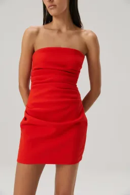 MISHA Alston Crepe Mini Dress Flame Red Size 8/S for rent on The Volte - image 2