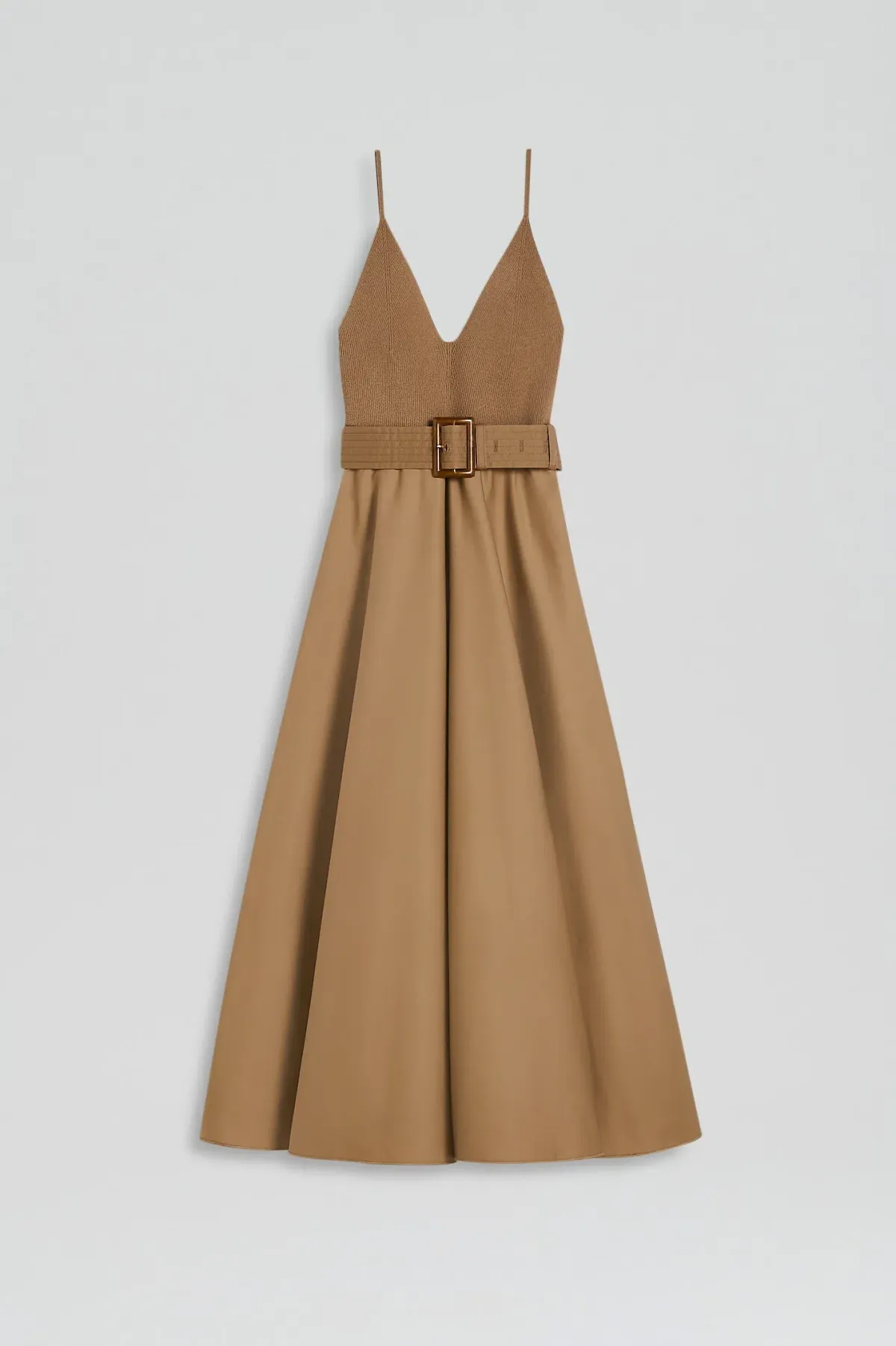 Scanlan Theodore Crepe Knit Camisole Midi Dress Camel Size 8 - Image 4