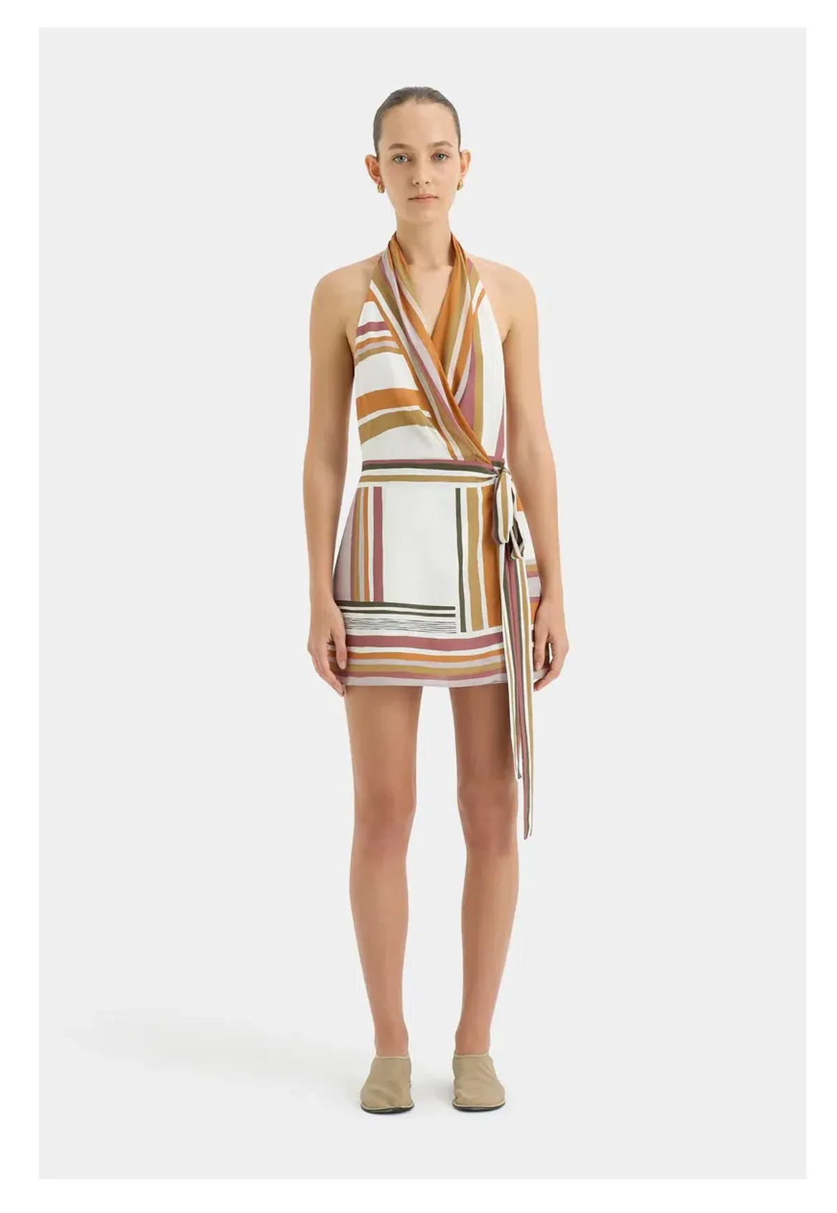 Sir the Label Caprera Wrap Halter Mini Dress Multi Size 2/ AU 10 - Image 1