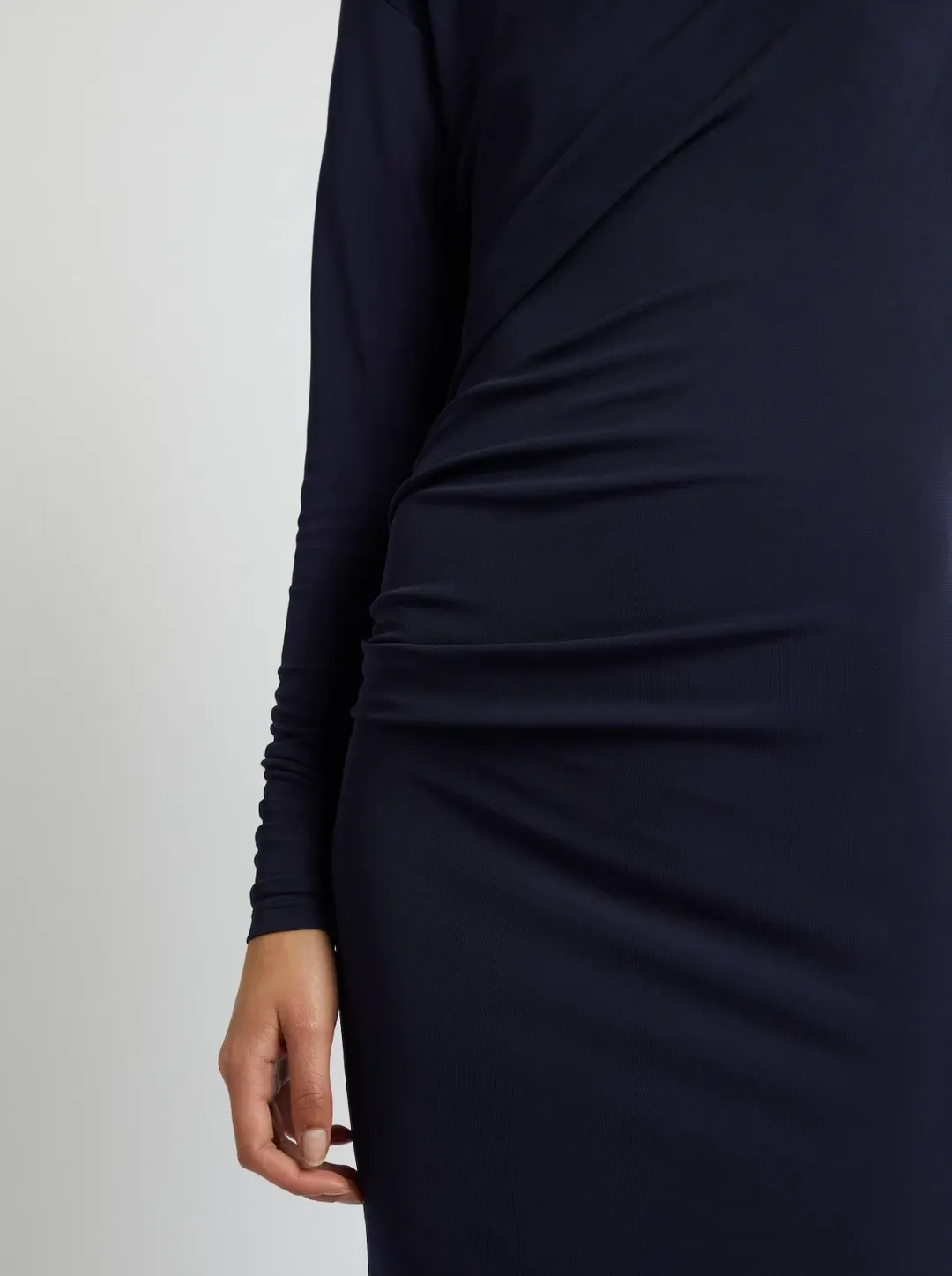 Christopher Esber Side Cowl Long Sleeve Dress Navy Size 8 for rent on The Volte - main image