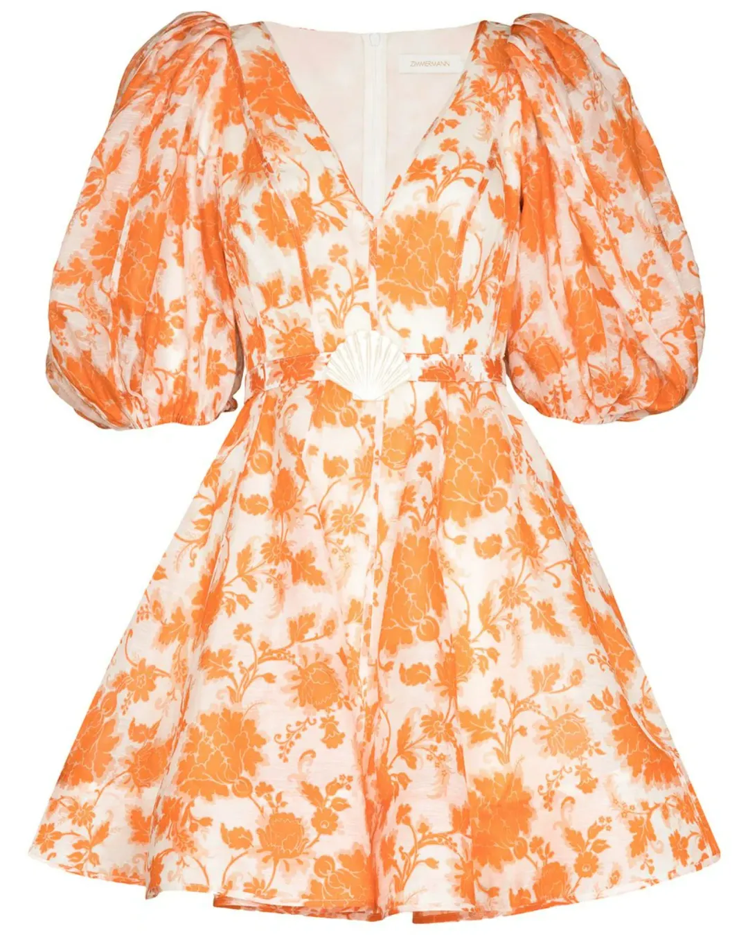 Zimmermann Postcard Mini Dress Orange Tonal Floral 3 / AU 14 for rent on The Volte - main image