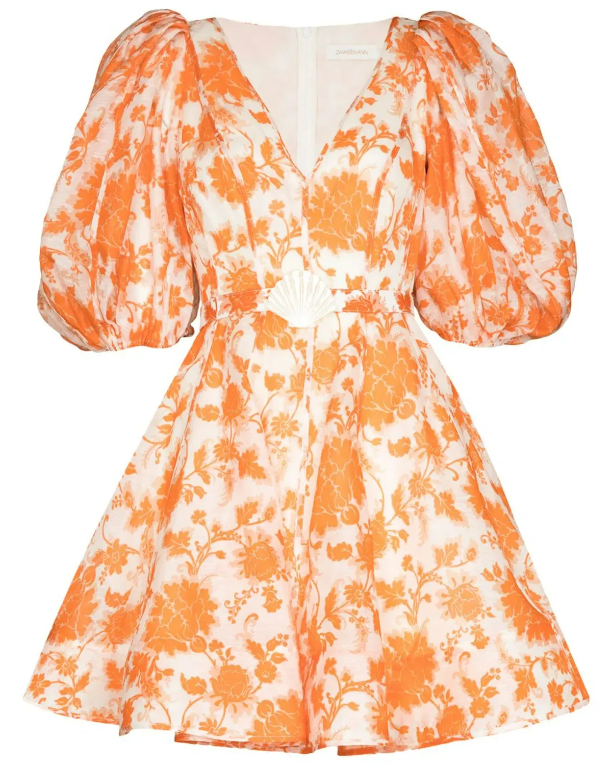 Zimmermann Postcard Mini Dress Orange Tonal Floral 3 / AU 14 - Image 3