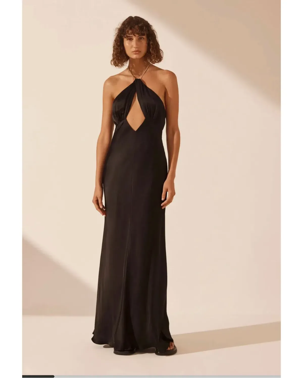 Shona Joy Lydie Chain Halter Maxi Dress Black Size AU 8 - Image 1