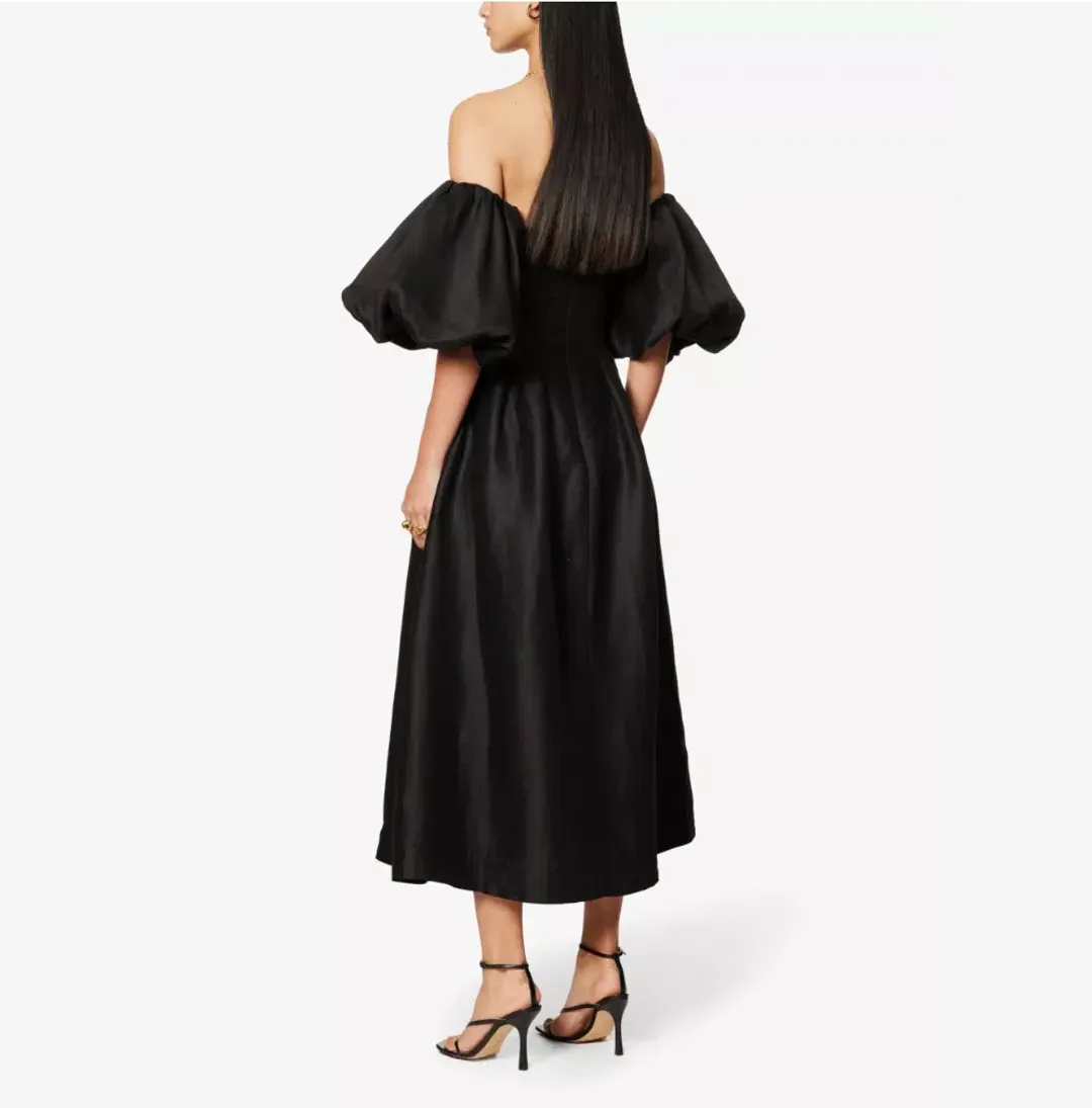 Aje Eugenie Off Shoulder Midi Dress Black Size 12 for rent on The Volte - main image