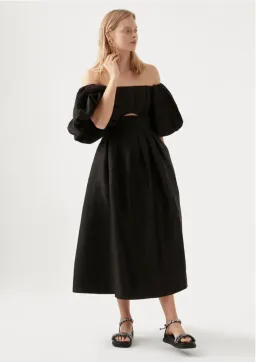 Aje Eugenie Off Shoulder Midi Dress Black Size 12 for rent on The Volte - image 2