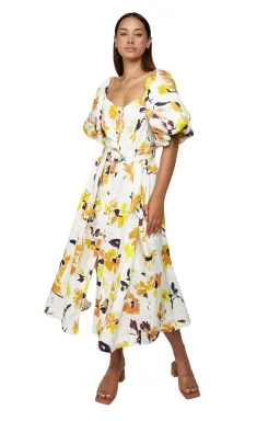 Aje Soleil Belted Midi Dress Pressed Sunflowers Size L / AU 12 for rent on The Volte - image 4