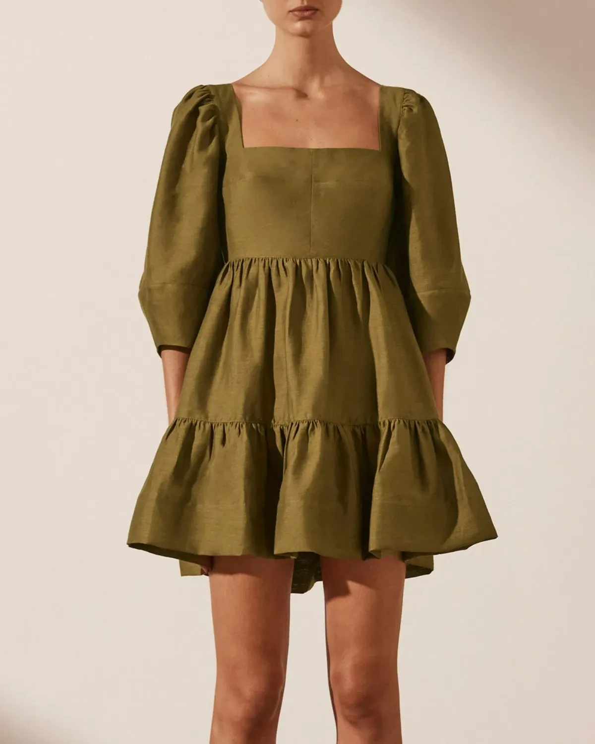 Shona Joy Maya Open Back Mini Dress Cumin Size AU 6 - Image 2