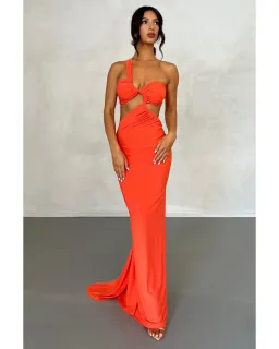 Melani The Label Sari Gown Maxi Dress Coral Size M / AU 10 for rent on The Volte - image 1