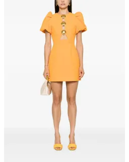 Rebecca Vallance Sirene Puff Sleeve Mini Dress Orange Size AU 10 for rent on The Volte - image 1